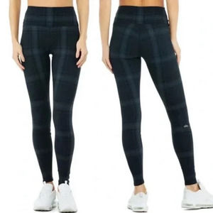Alo Yoga High Waist Vapor Legacy Plaid Legging Black Anthracite Women's Size XS